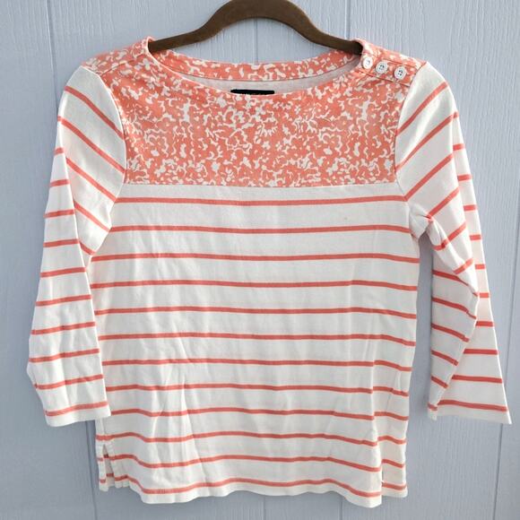 Nautica Peach Multiprint Tee size Small Nautical Striped Summer Feminine - Picture 1 of 8